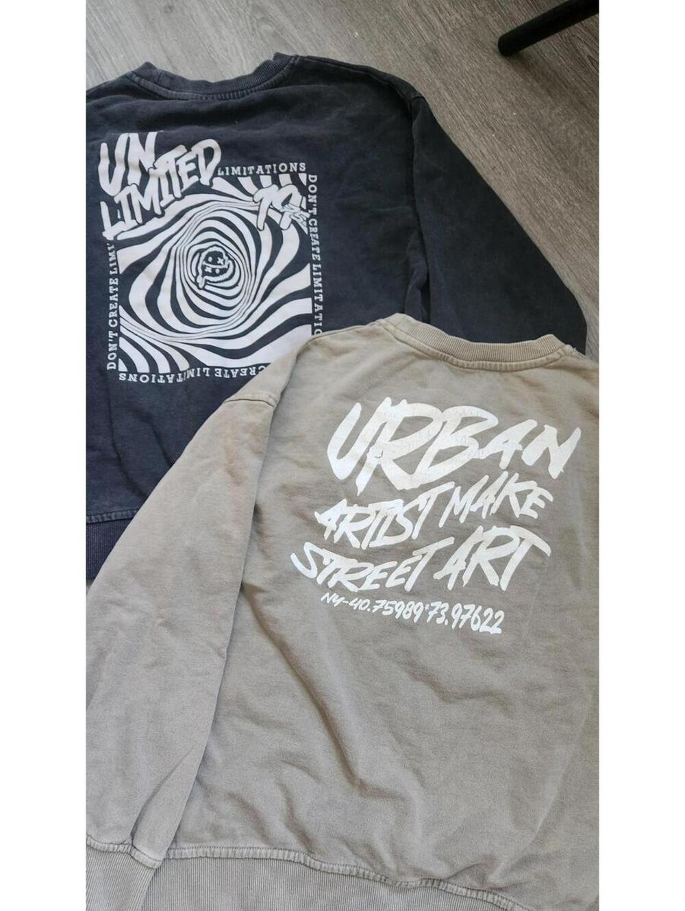 Zara Sweatshirt Youth 8-9 Urban Artist Street Art Crewneck Pullover Set Rare - Picture 4 of 5